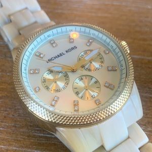 Michael Kors Cream and Gold Watch